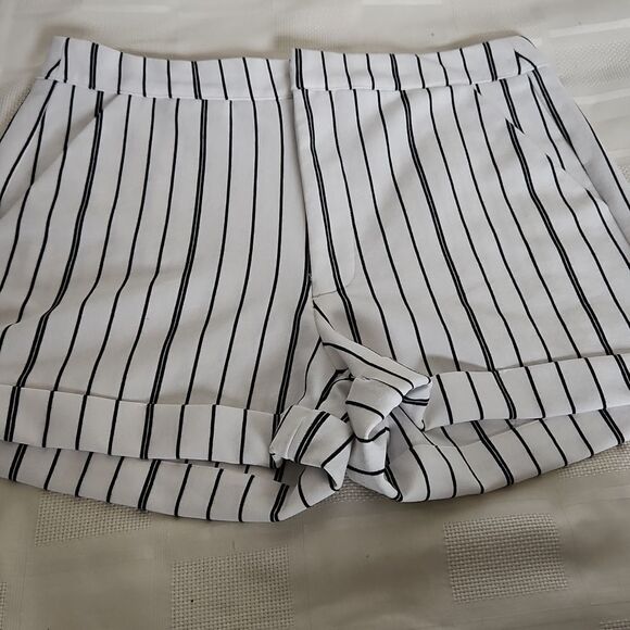 Striped Black and White Women's Shorts - Picture 5 of 16